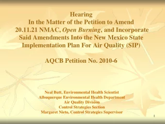 Hearing  In the Matter of the Petition to Amend 20.11.21 NMAC, Open Burning , and Incorporate  Said