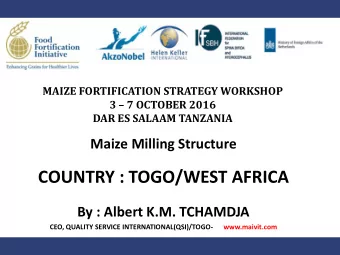 COUNTRY : TOGO/WEST AFRICA  By : Albert K.M. TCHAMDJA  CEO, QUALITY SERVICE
