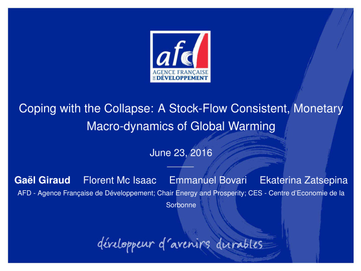 coping with the collapse a stock flow consistent monetary