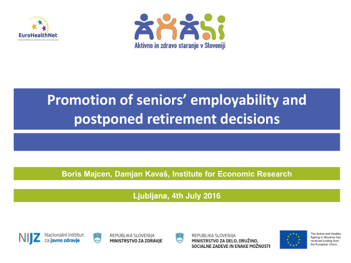 promotion of seniors employability and