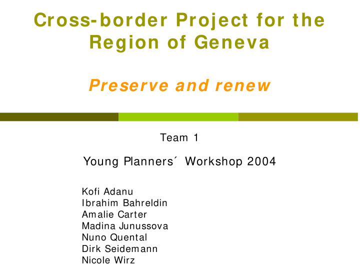 cross border project for the region of geneva