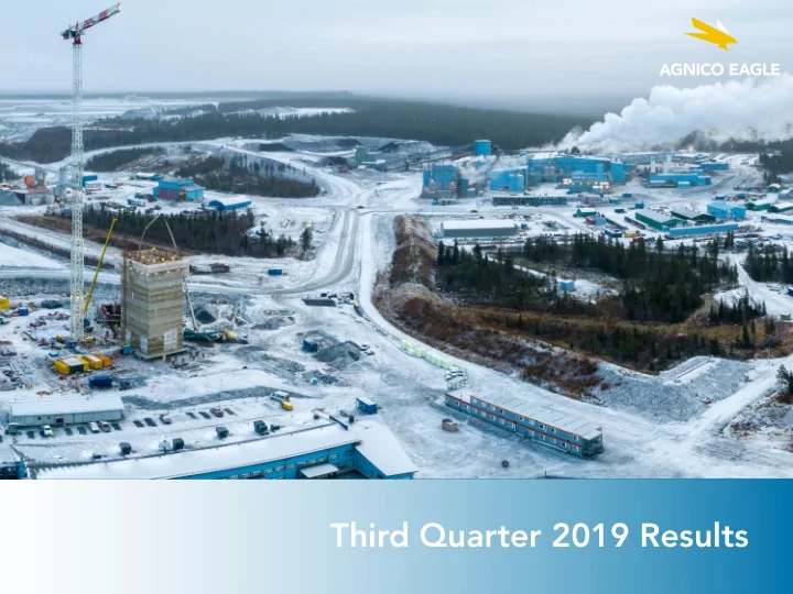 third quarter 2019 results forward looking statements