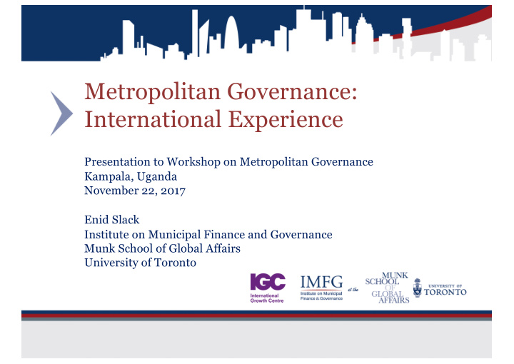 metropolitan governance international experience