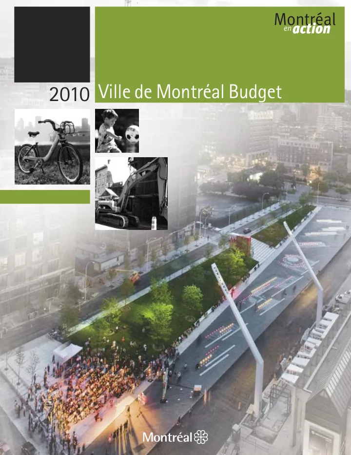 the 2010 montr al municipal budget addendum pertaining to
