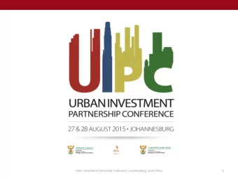 Urban Investment Partnership Conference | Johannesburg, South Africa  0  Needs and opportunities