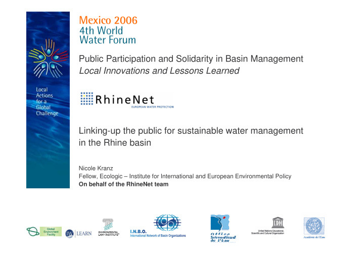 public participation and solidarity in basin management