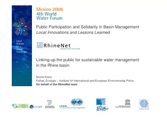 Public Participation and Solidarity in Basin Management  Local Innovations and Lessons Learned