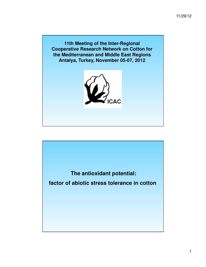 the antioxidant potential factor of abiotic stress