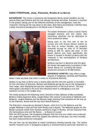 DARIO STROPPIANA, (Italy, Piemonte, Rivalta di La Morra) BACKGROUND : The winery is owned by the