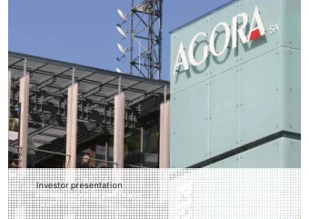 Agora SA  Investor presentation  Investor presentation  Financial and market performance  1Q 2011