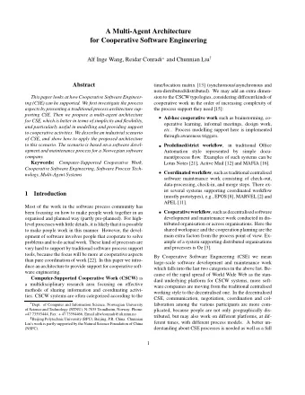 A Multi-Agent Architecture  for Cooperative Software Engineering  and Chunnian Liu  Alf Inge