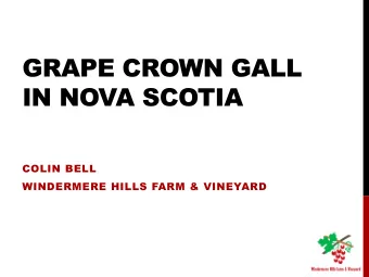 GRAPE CROWN GALL  IN NOVA SCOTIA  COLIN BELL  WINDERMERE HILLS FARM &amp; VINEYARD  OVERVIEW A.