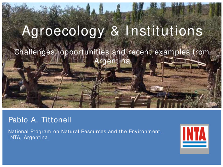 agroecology institutions