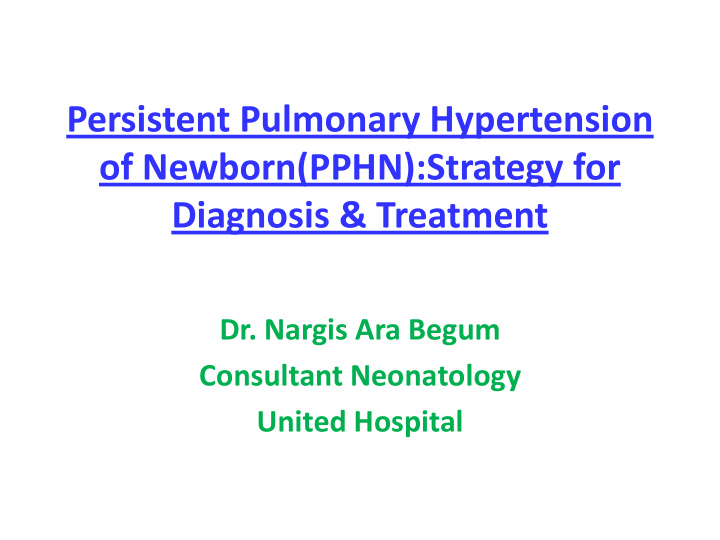 persistent pulmonary hypertension of newborn pphn