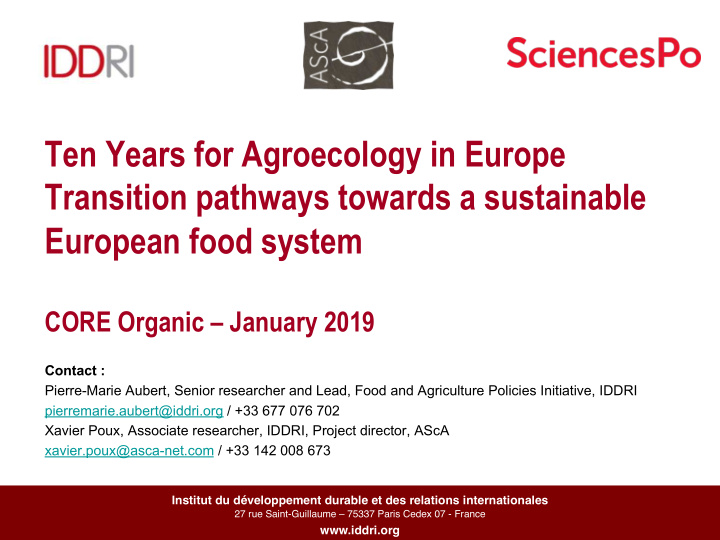ten years for agroecology in europe transition pathways