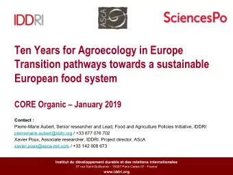 Ten Years for Agroecology in Europe  Transition pathways towards a sustainable  European food
