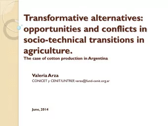 Transformative alternatives:  opportunities and conflicts in  socio-technical transitions in