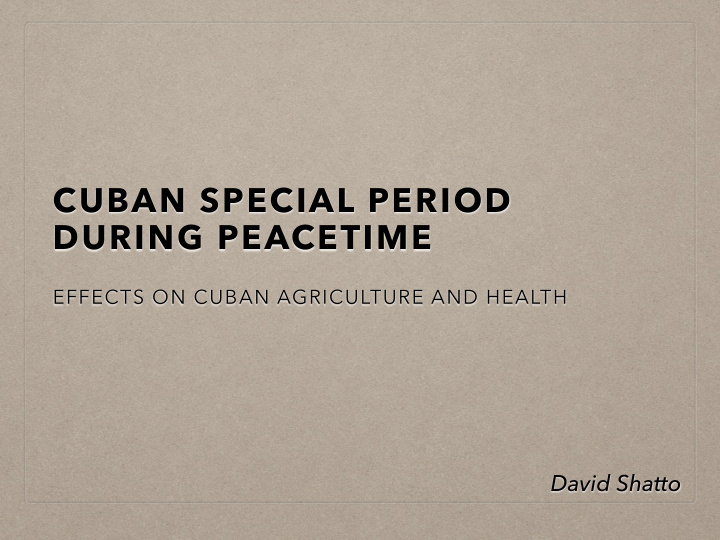 cuban special period during peacetime