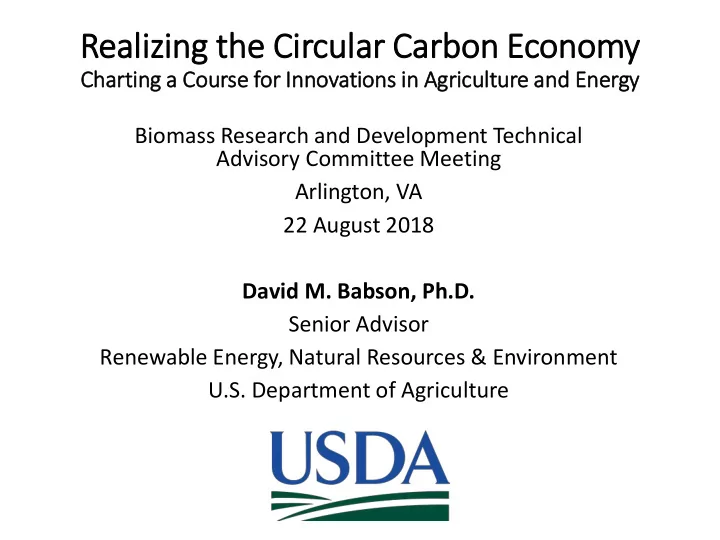 reali lizing the cir ircular carbon economy