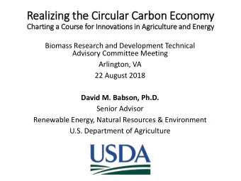 Reali  lizing the Cir  ircular Carbon Economy  Char  artin  ing a  a Cou  ourse for In  Innovations