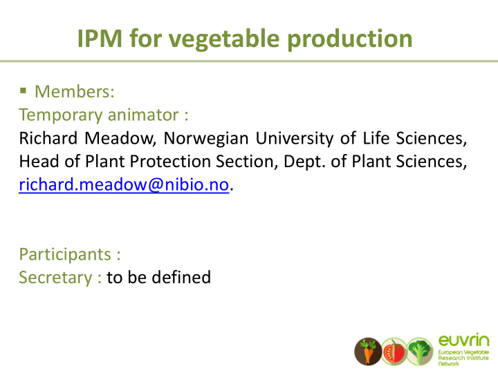 ipm for vegetable production