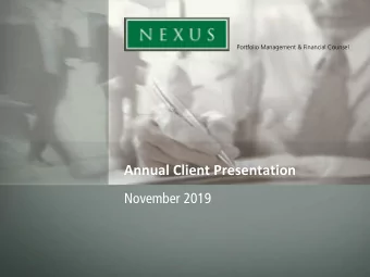 Annual Client Presentation  November 2019  Portfolio Management &amp; Financial Counsel  A B  A