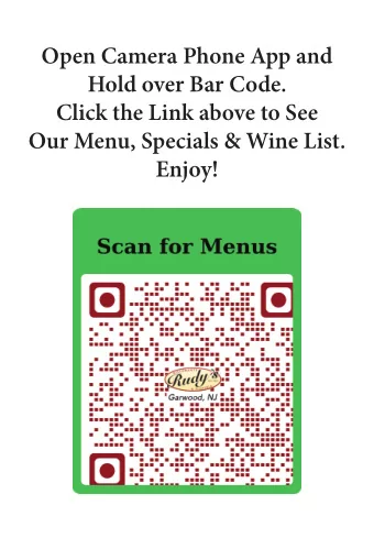 Open Camera Phone App and  Hold over Bar Code.  Click the Link above to See  Our Menu, Specials