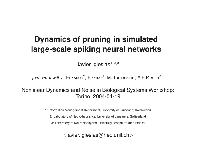 dynamics of pruning in simulated large scale spiking