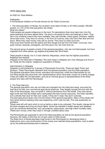 HRDS INDIA.ORG An NGO for Tribal Welfare. Sadhgraha A Humanitarian Initiative to Provide Homes for