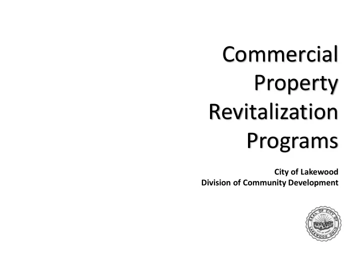 property revitalization programs