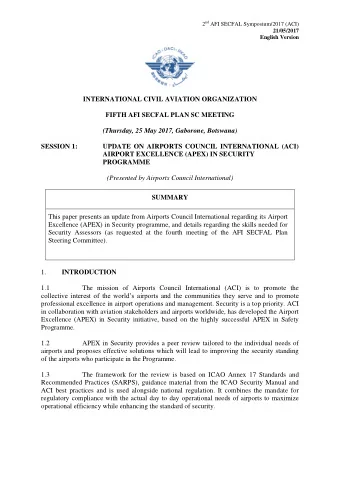 INTERNATIONAL CIVIL AVIATION ORGANIZATION  FIFTH AFI SECFAL PLAN SC MEETING  (Thursday, 25 May
