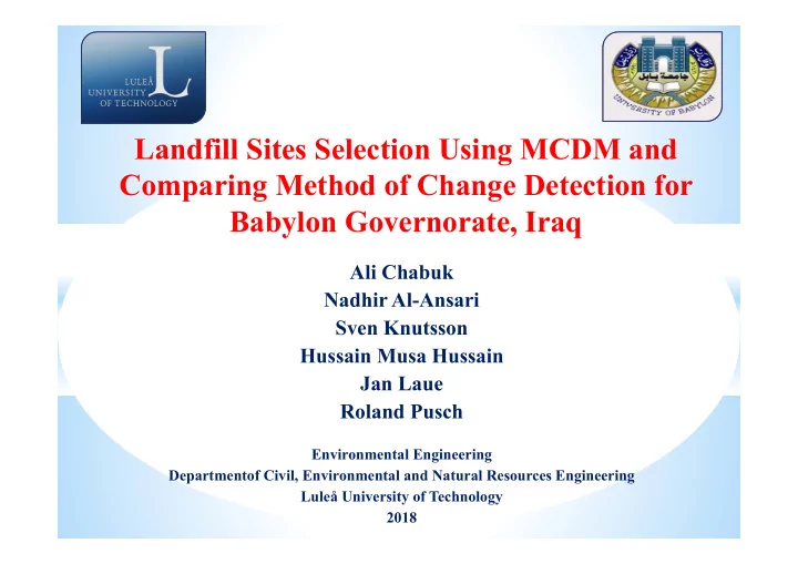 landfill sites selection using mcdm and comparing method