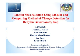 Landfill Sites Selection Using MCDM and  Comparing Method of Change Detection for  Babylon