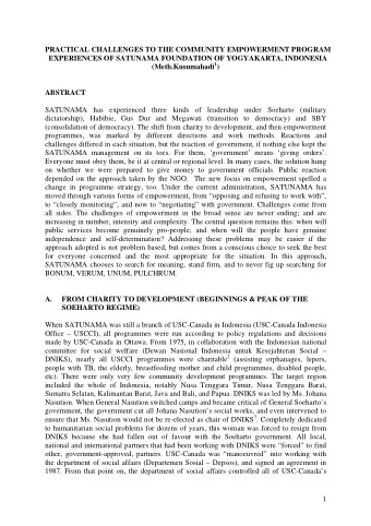 PRACTICAL CHALLENGES TO THE COMMUNITY EMPOWERMENT PROGRAM  EXPERIENCES OF SATUNAMA FOUNDATION OF