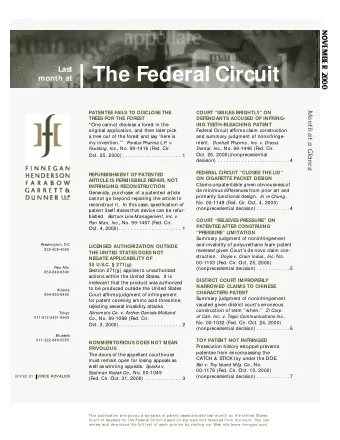 The Federal Circuit  month at  PATENTEE FAILS TO DISCLOSE THE  COURT SM ILES BRIGHTLY ON