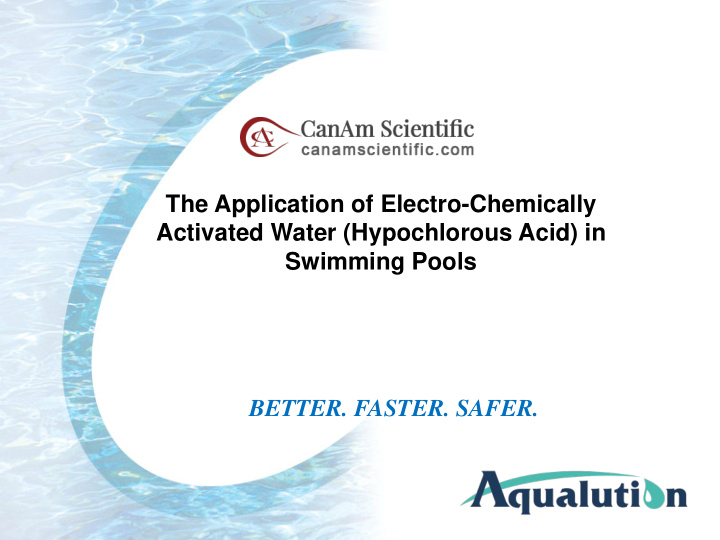 the application of electro chemically activated water
