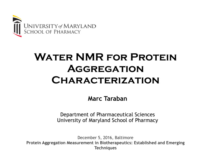 water nmr for protein aggregation characterization