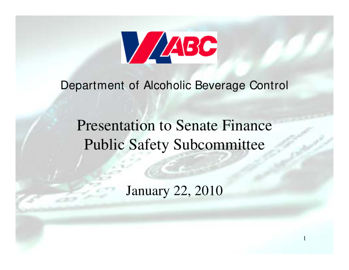 presentation to senate finance public safety subcommittee