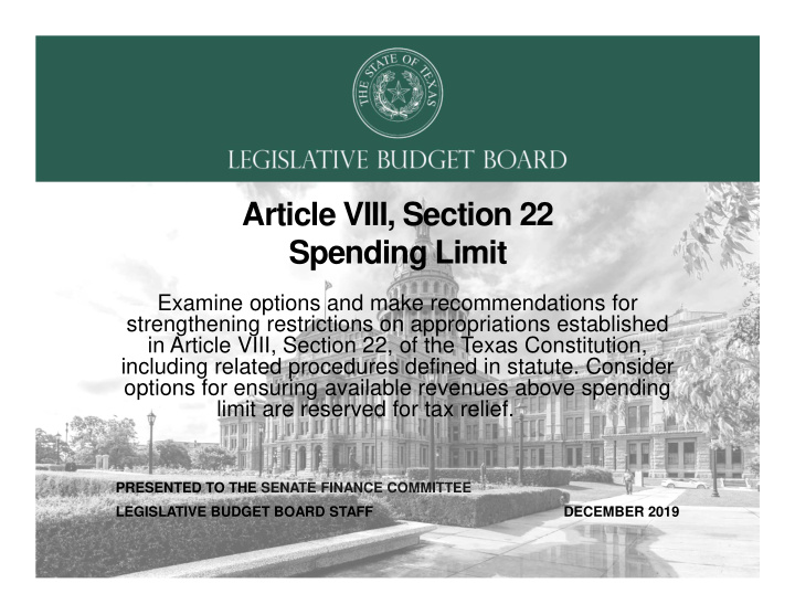 article viii section 22 spending limit