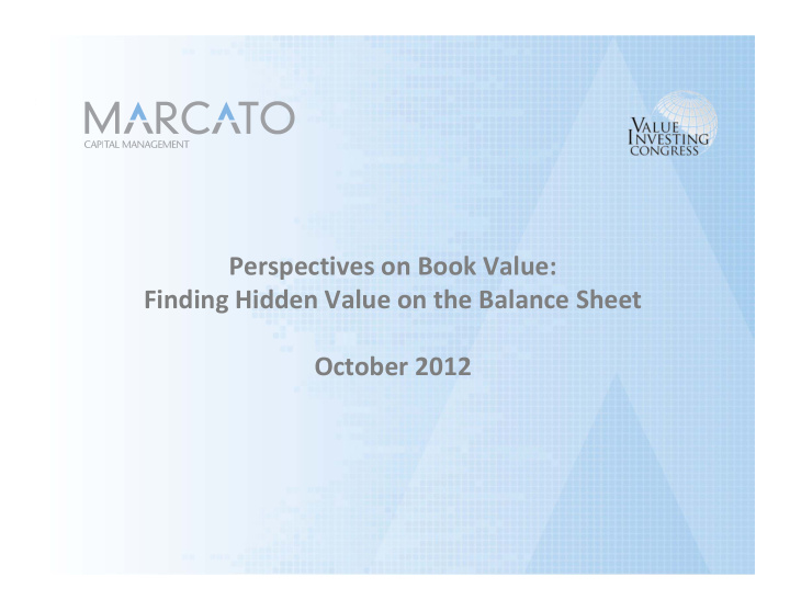perspectives on book value finding hidden value on the