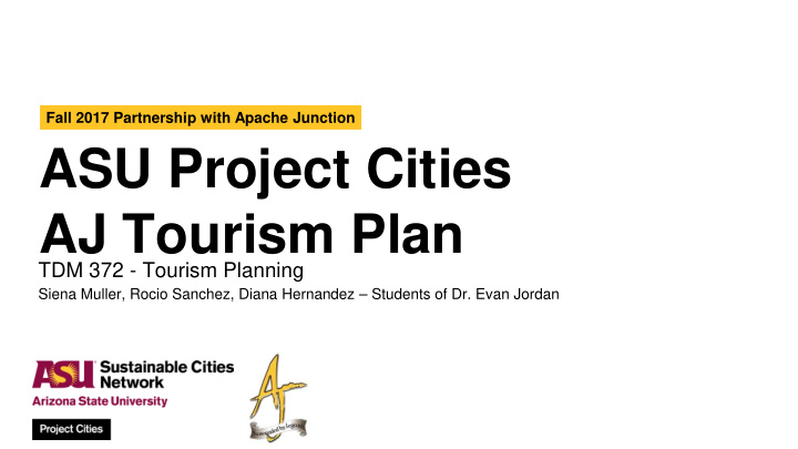 asu project cities aj tourism plan
