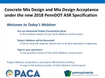 under the new 2018 PennDOT ASR Specification  Welcome to Todays Webinar  You can Download Todays