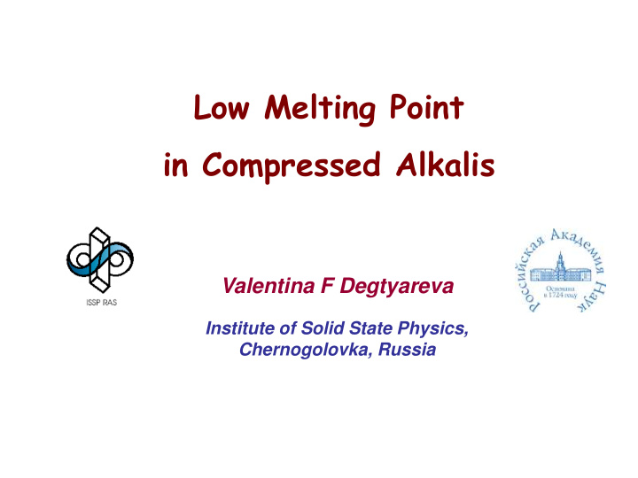 in compressed alkalis valentina f degtyareva institute of