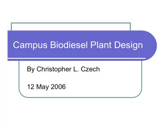 Campus Biodiesel Plant Design  By Christopher L. Czech  12 May 2006  Overview  Objectives