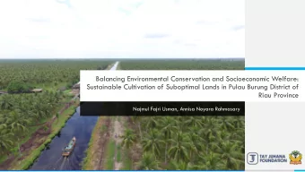 Sustainable Cultivation of Suboptimal Lands in Pulau Burung District of  Riau Province  Najmul