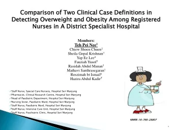 Compar  parison  ison of Two Clinical  ical Case Defini  initio  tions  ns in  Detecting  cting Ov