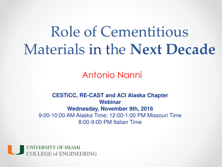 role of cementitious materials in the next decade