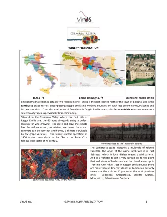 WINERY PRESENTATION ITALY  Emilia Romagna,   Scandiano, Reggio Emilia  Emilia Romagna region