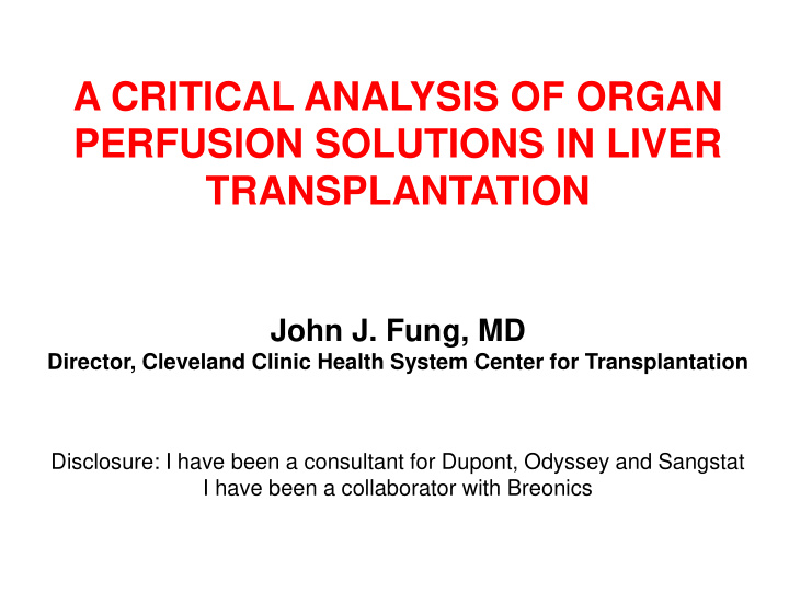 john j fung md director cleveland clinic health system