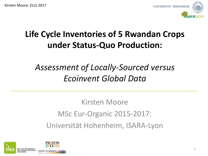 life cycle inventories of 5 rwandan crops under status